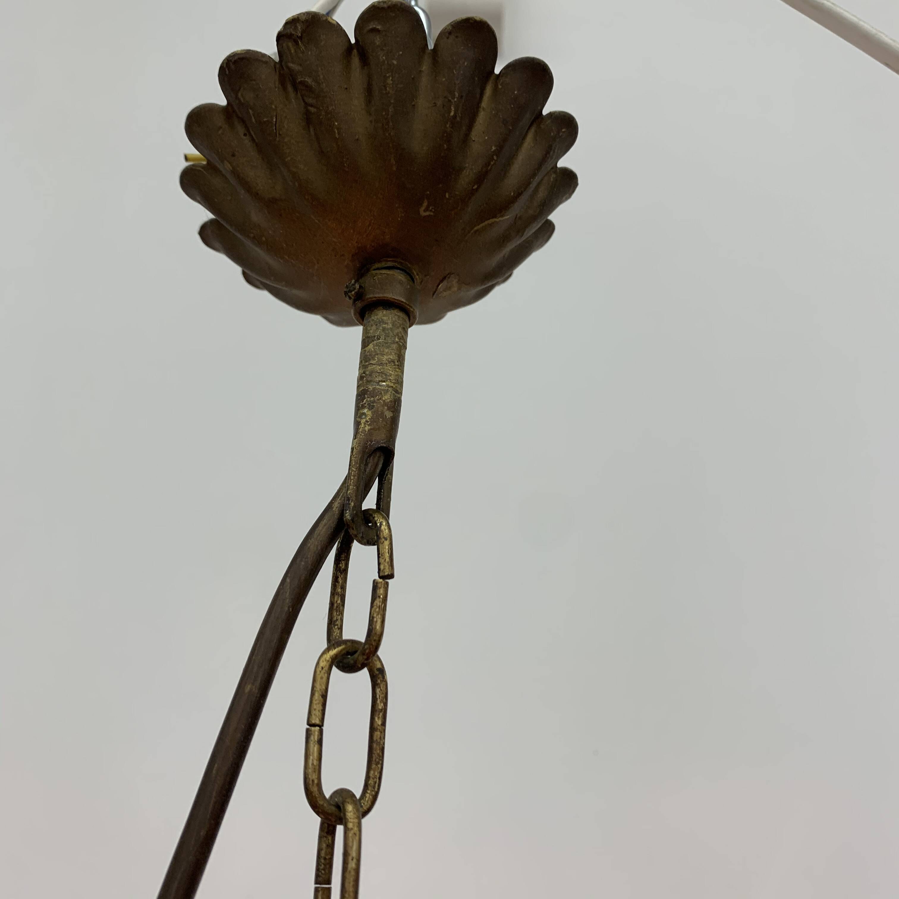 Wheat sheaf leaf gold gilt chandelier, 1960’s