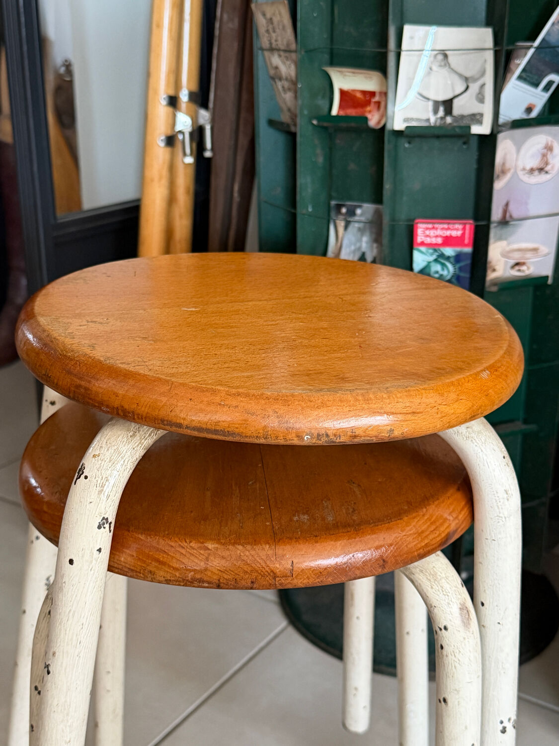 Pair of vintage workshop stools