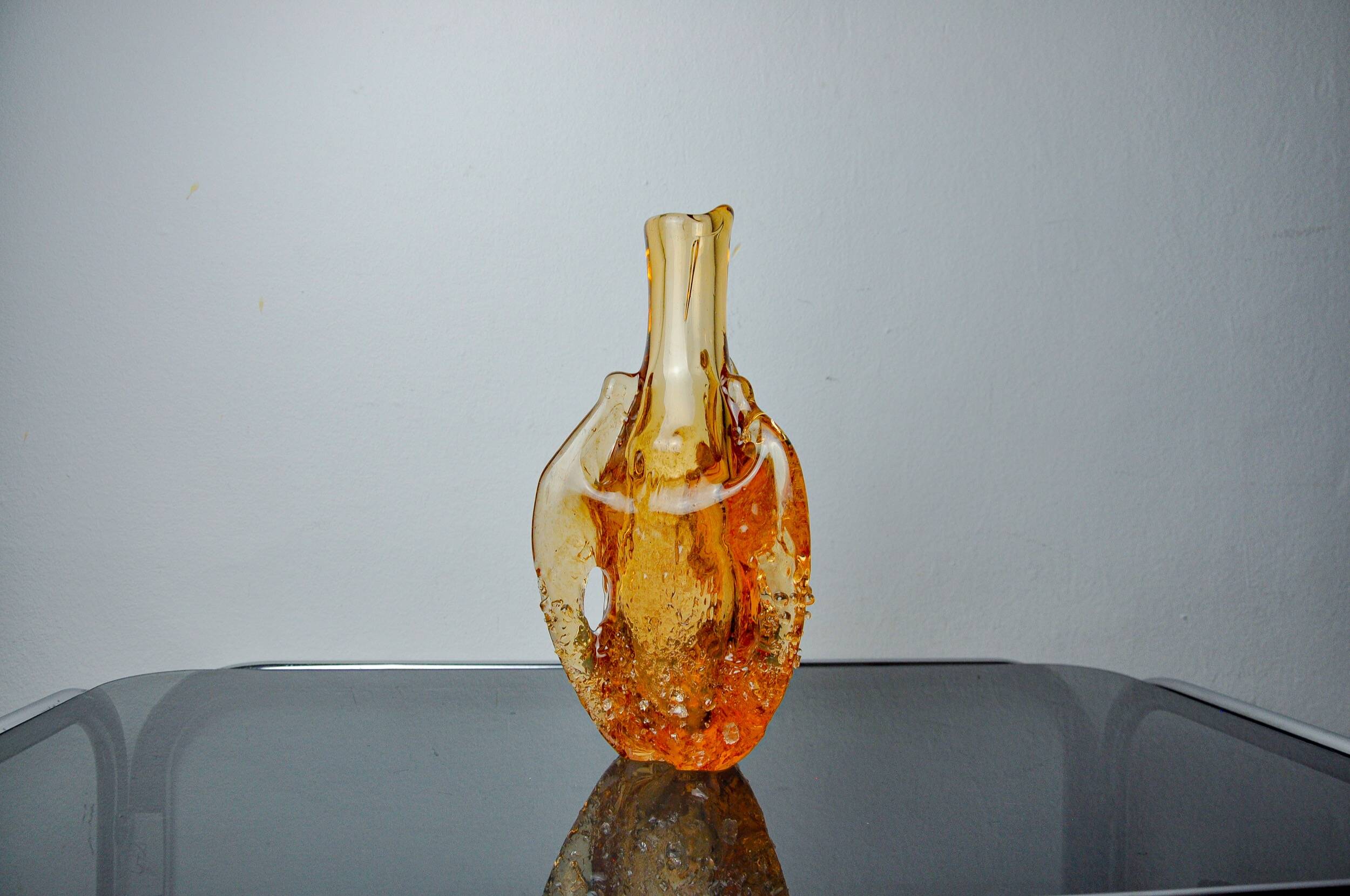 Orange Seguso vase, frosted Murano glass, Italy, 1970