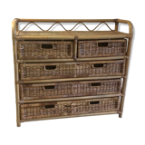 Dresser 5 rattan drawers - 70s