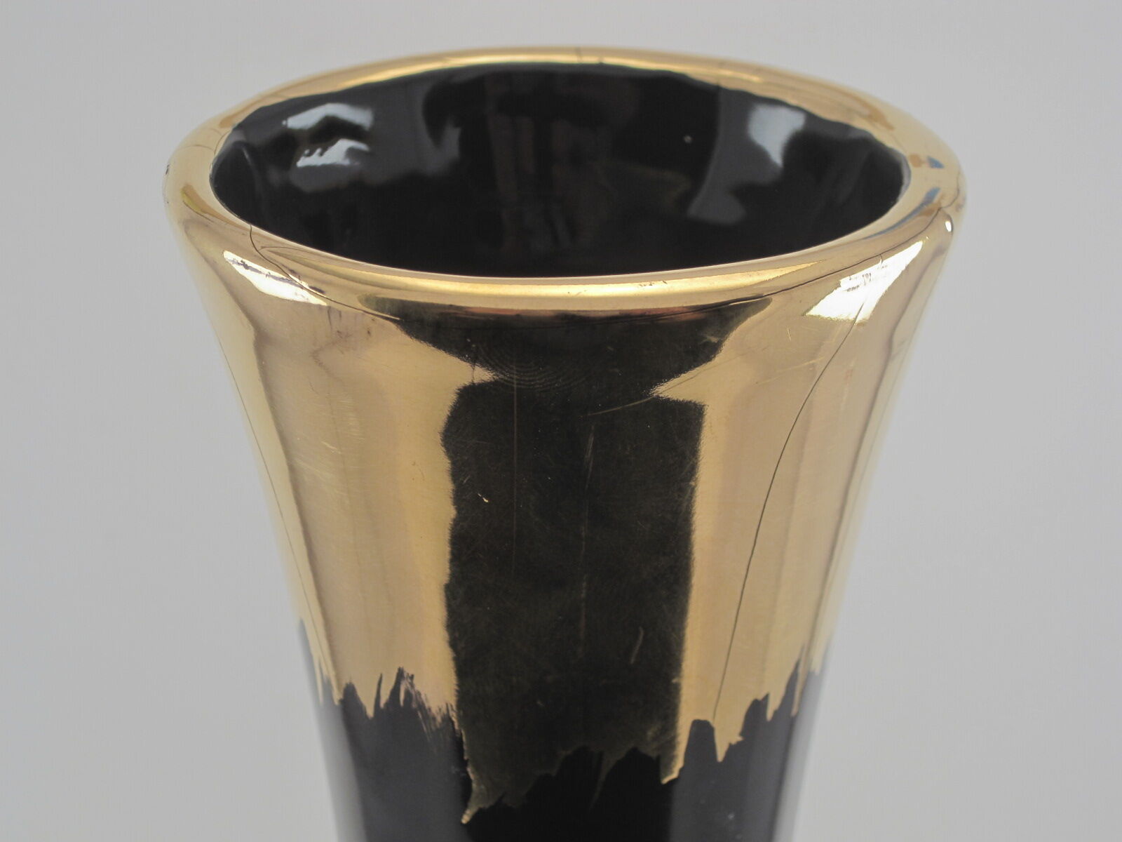Black enameled ceramic vase Vintage