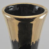 Black enameled ceramic vase Vintage