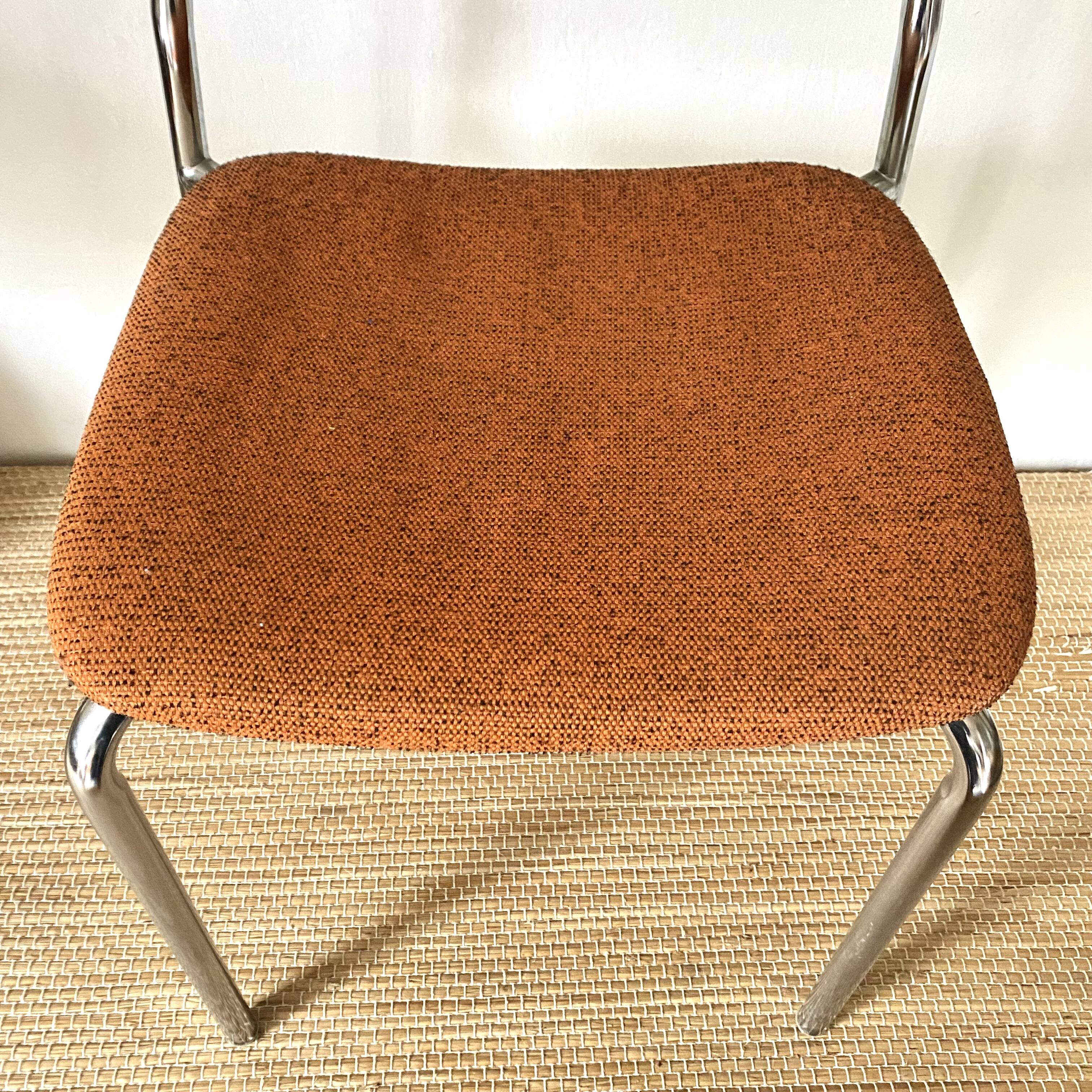 Pair of vintage Eurosit chairs, chrome and tweed, 1970s