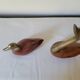 Duck and swan in brass and wood