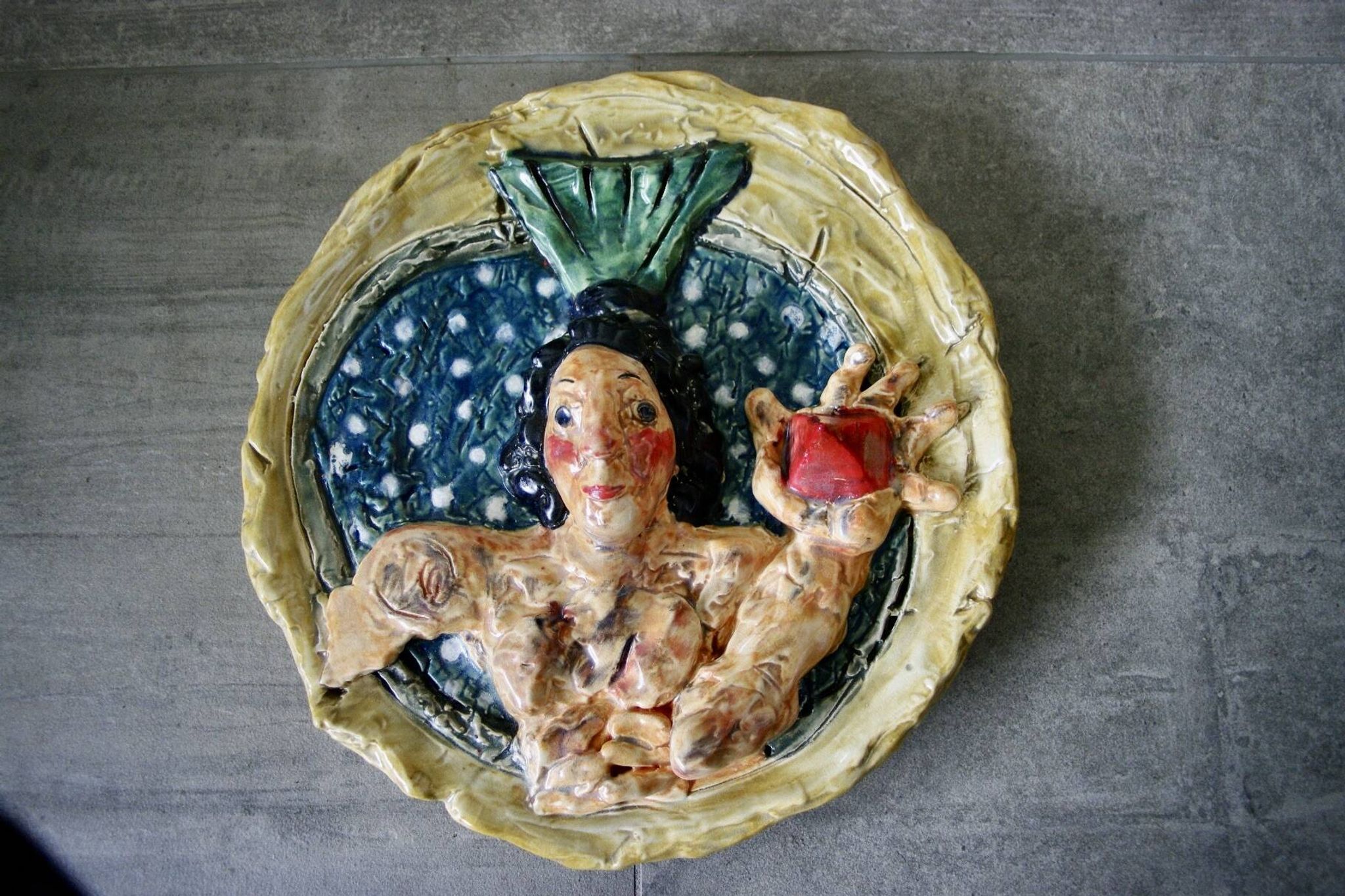 Plat vintage en terre cuite par Mark Lupertz, 1980