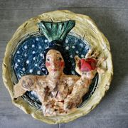 Plat vintage en terre cuite par Mark Lupertz, 1980