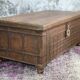 Indian low chest, coffee table in natural teak and metal, unique piece