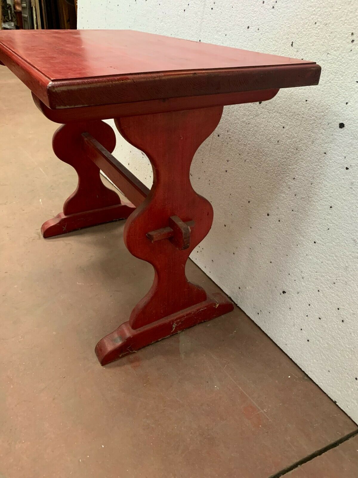 20th century patinated fir bistro or garden table