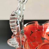 Empty pocket/Basket, Candy basket. In blown art glass. Orange speckled. Murano style
