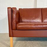 Vintage Danish mid-century Mogens Hansen 3-person cognac leather sofa