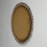 Large mirror from the 1950s. Made of bamboo. Vintage design in the Bonacina style.