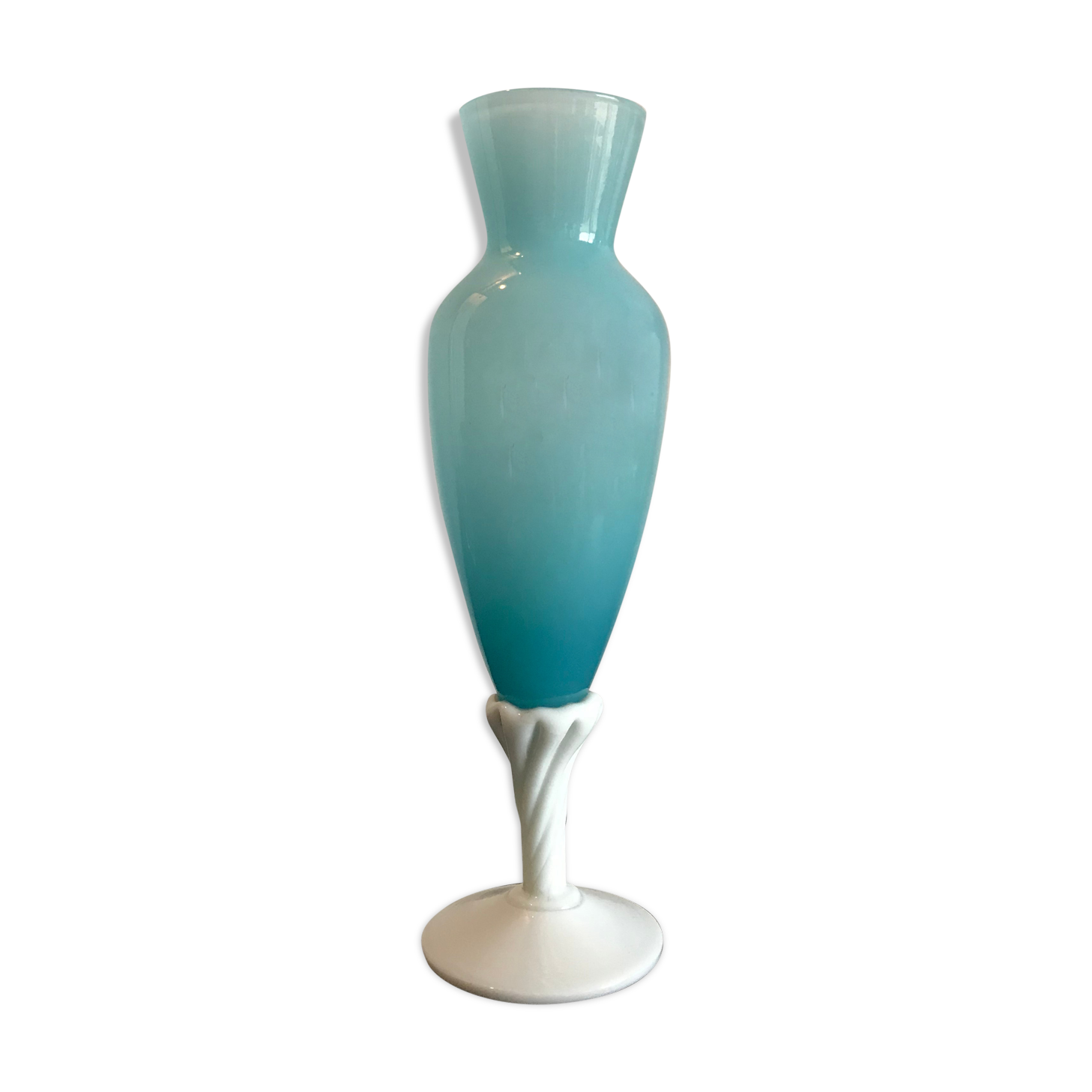 Vintage vase in blue opaline