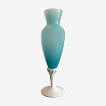 Vase vintage en opaline bleu