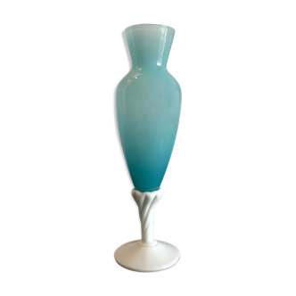 Vintage vase in blue opaline