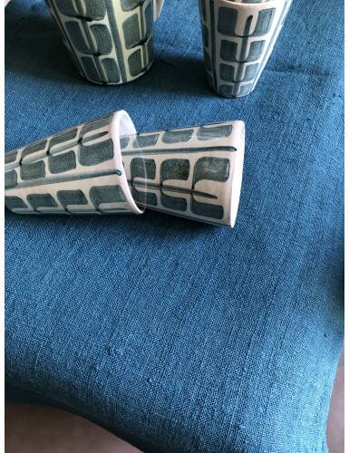 Aqua Blue Hemp Vintage Tablecloth