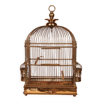 Cage à Oiseaux En Laiton - 19° Siècle