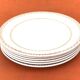 1950s set of 6 cheese/dessert plates, earthenware with gold frieze decoration.