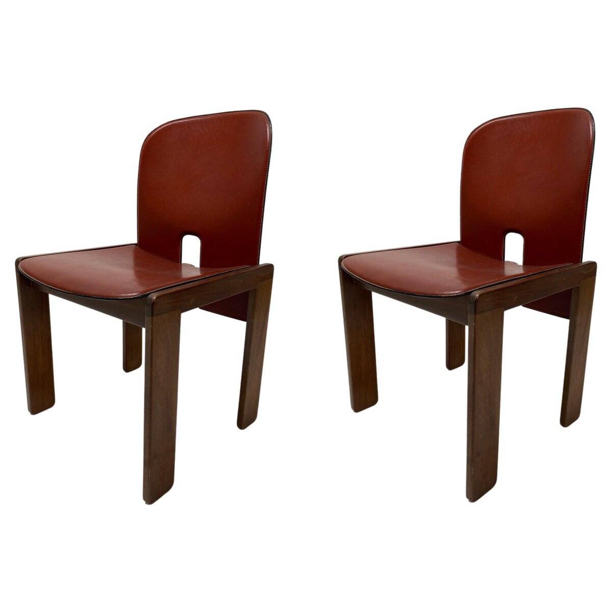 Set of Leather 121 Chairs by Afra & Tobia Scarpa for Cassina, 1967