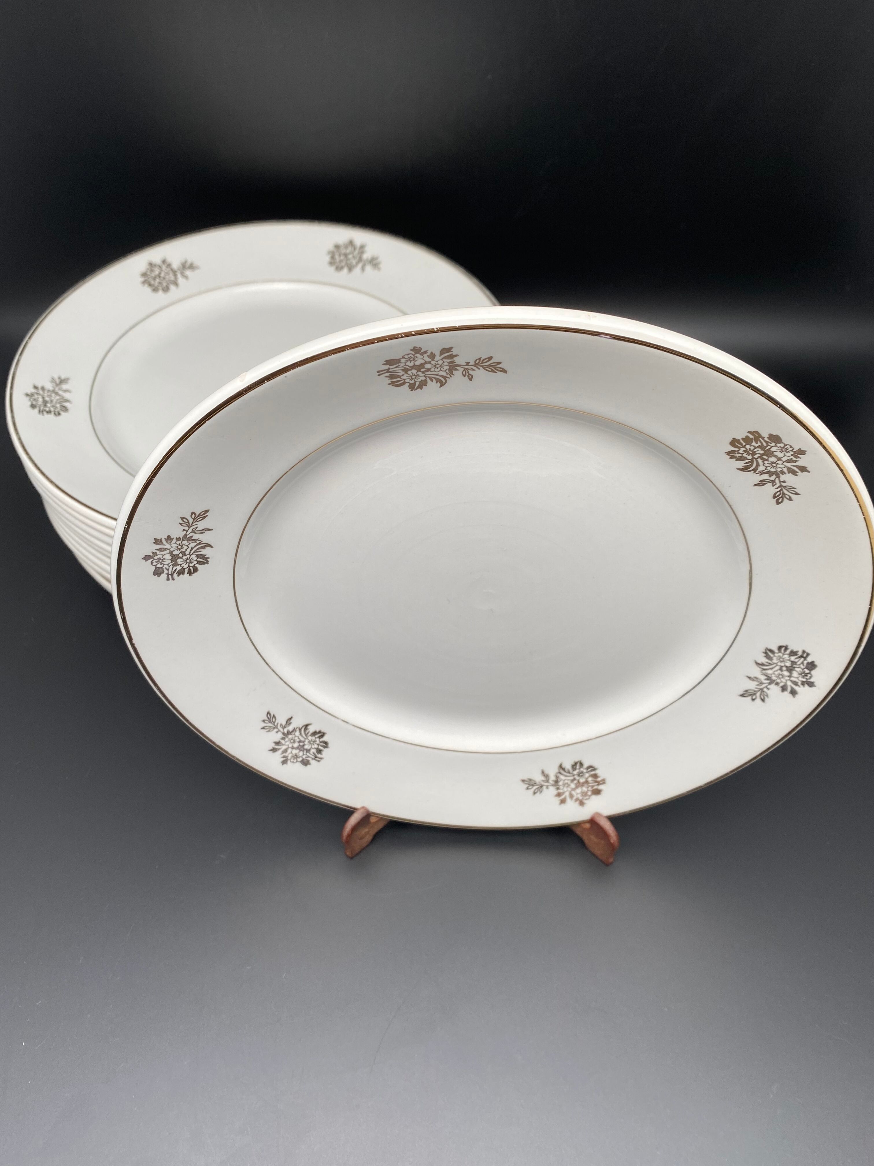 Plates with flowers and silver edging
