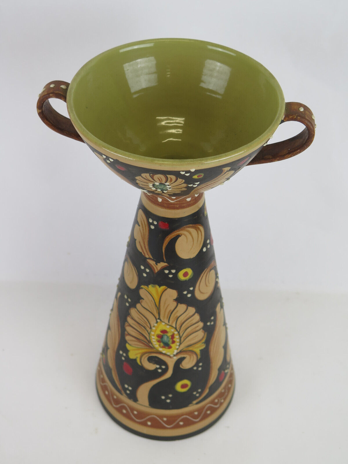 Deruta Santucci vase hand-painted terracotta signed numbered vintage Italy VA2