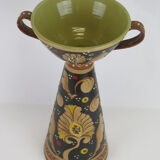 Deruta Santucci vase hand-painted terracotta signed numbered vintage Italy VA2