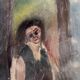 Oil on canvas by Véronique Maude Fini, woman descending a staircase.