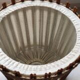 Scandinavian pendant lights in linen and wood from the 60s/70s.