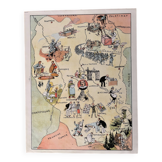 Vintage poster illustrated map of Lorraine 1935 - JP Pinchon