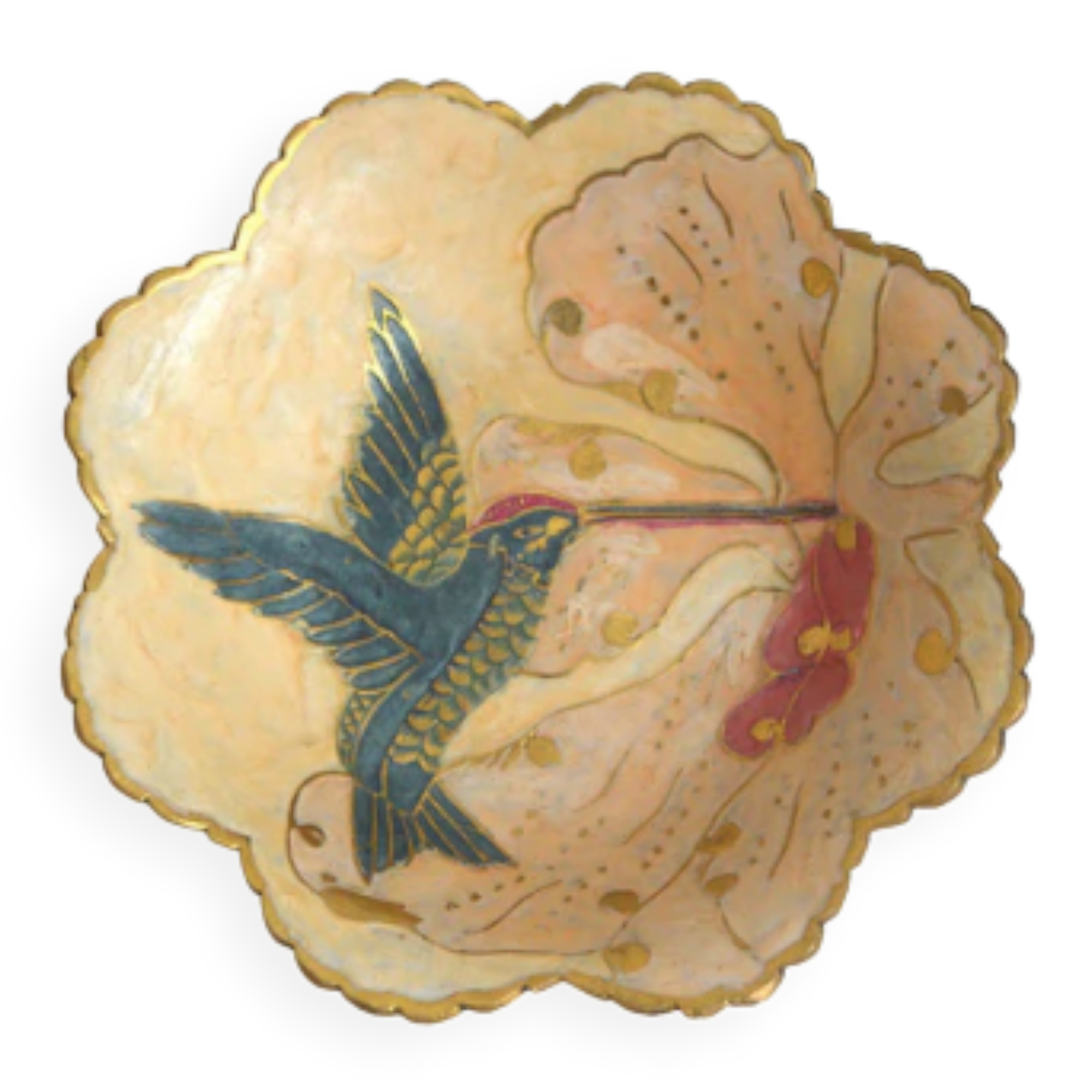 Brass hummingbird cup