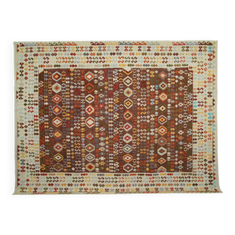 Tapis Kilim afghan fait main en laine tissé à plat