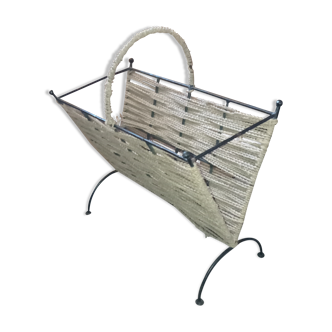 Iron and rope magazine rack