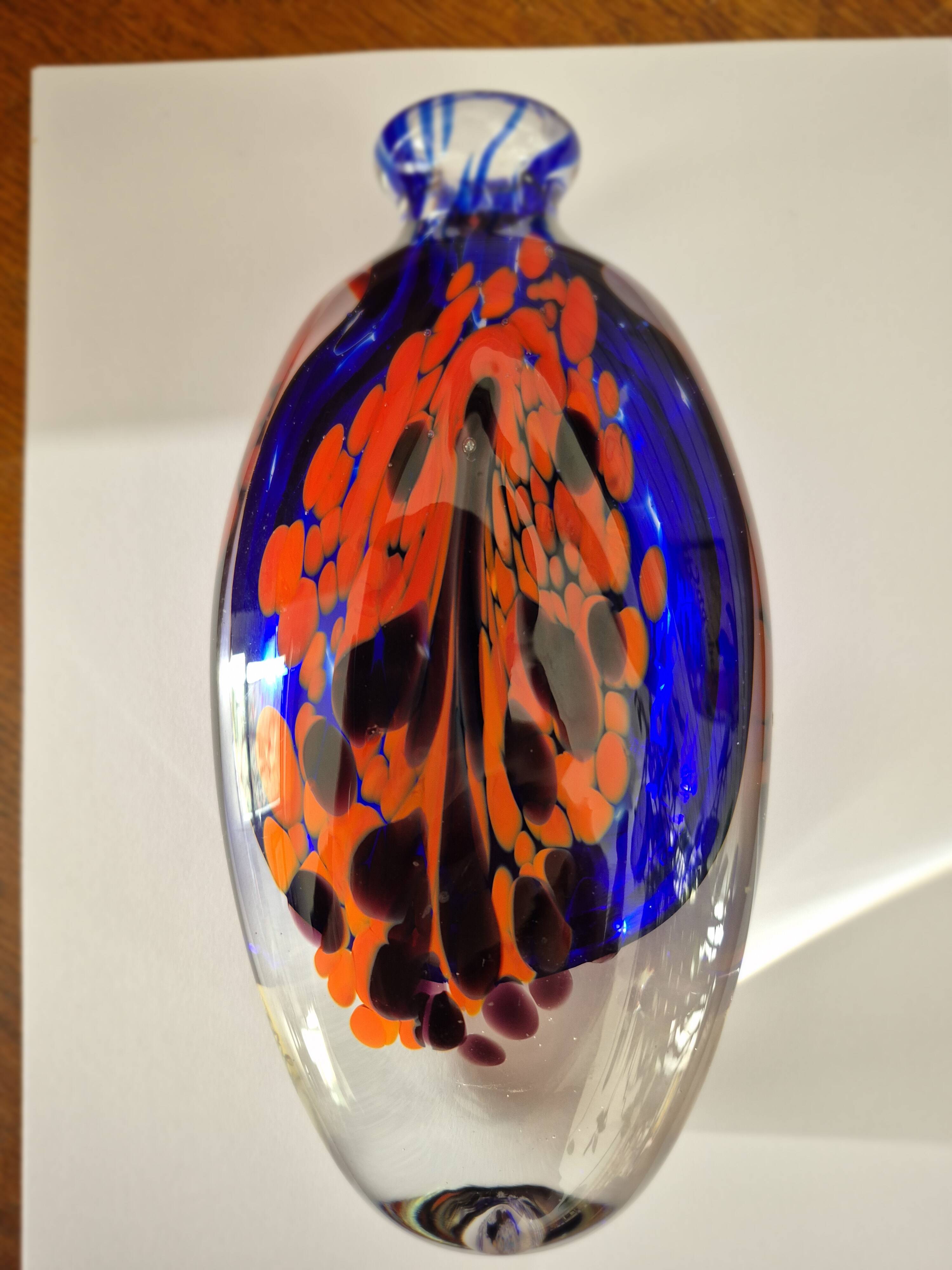 Blown glass bottle signed GAMBIER 1993