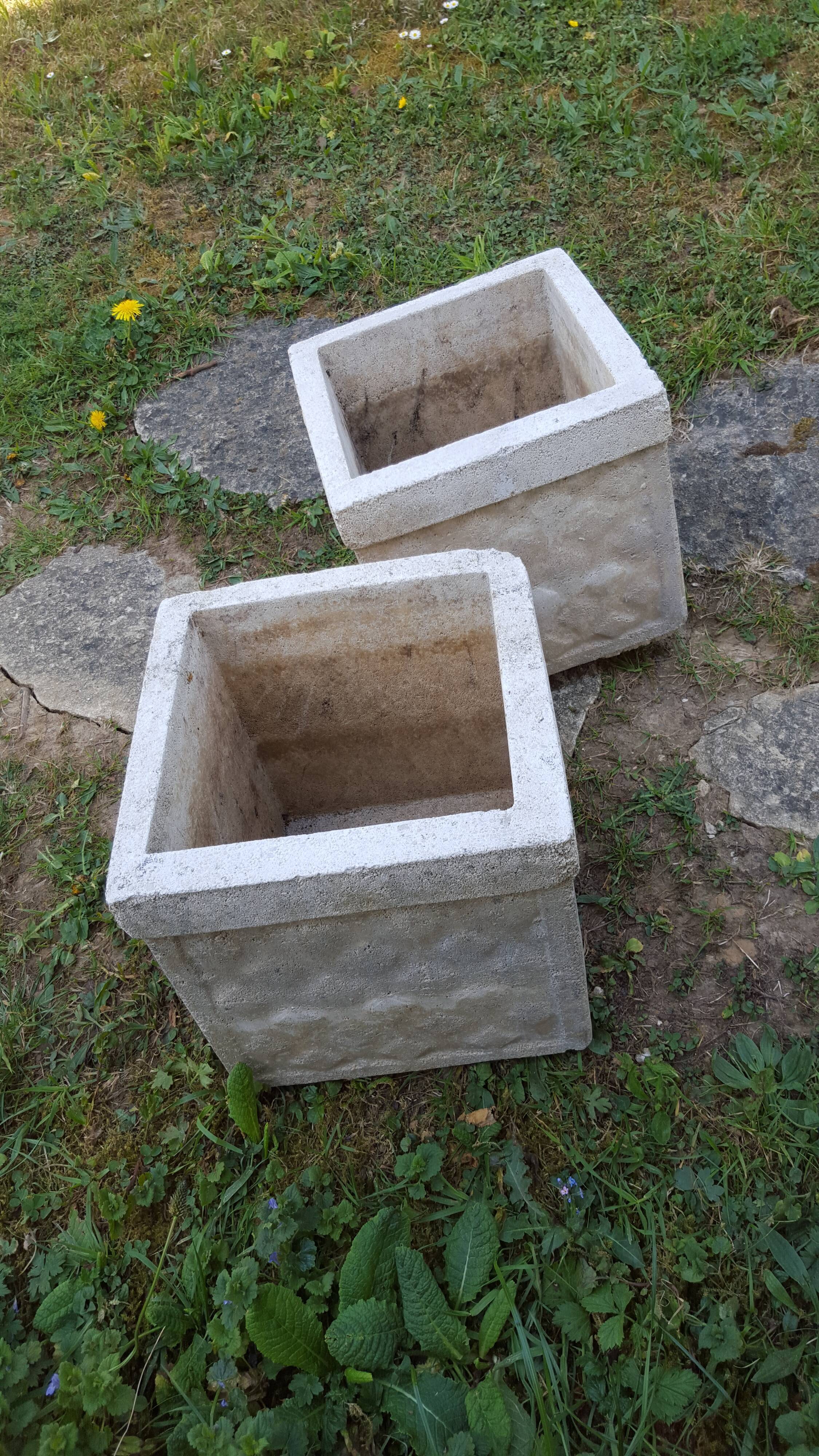 Paire de jardinières cubiques vintage 1960