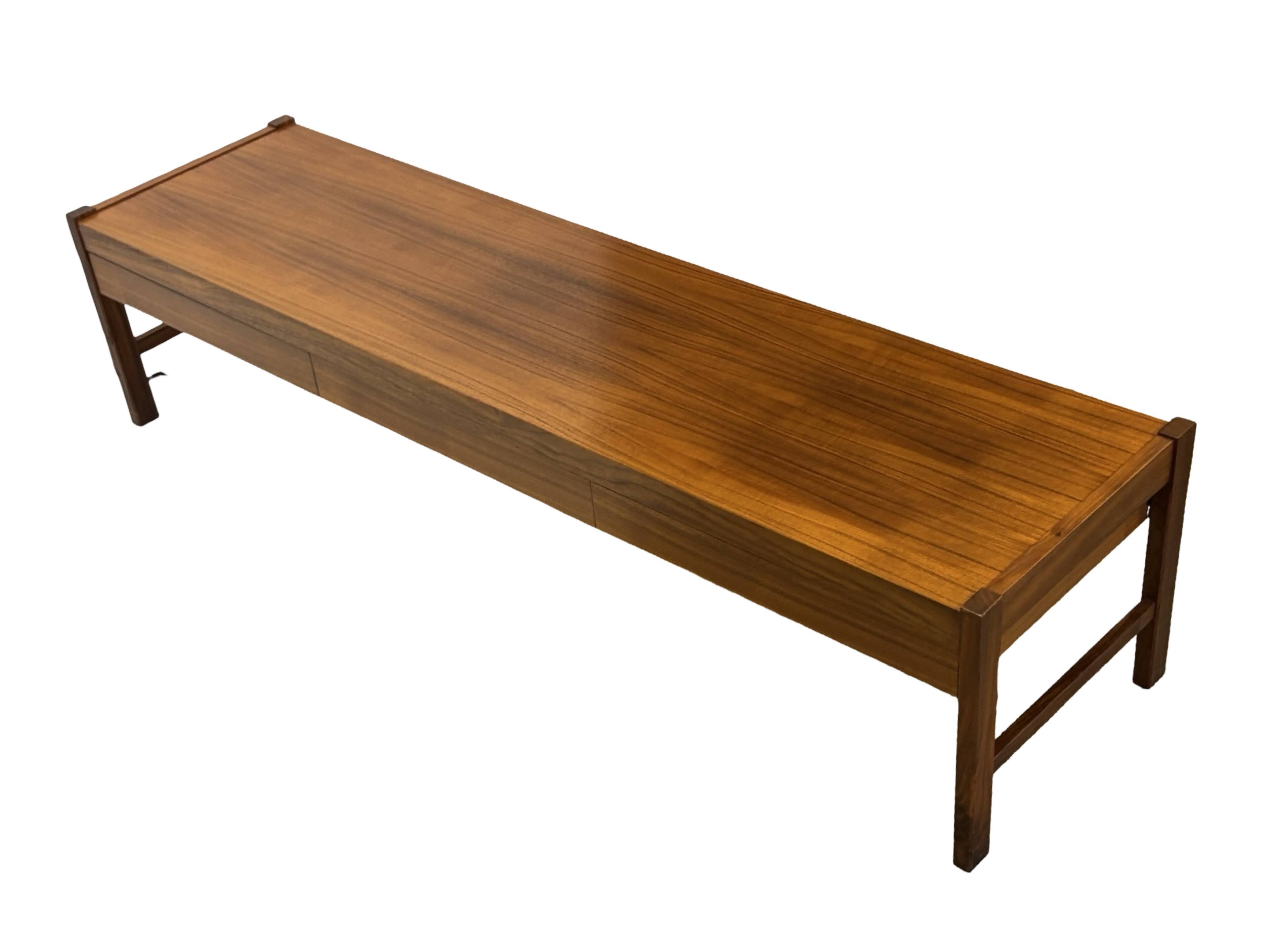 Vintage low sideboard with drawers 70's walnut veneer design