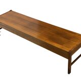 Vintage low sideboard with drawers 70's walnut veneer design