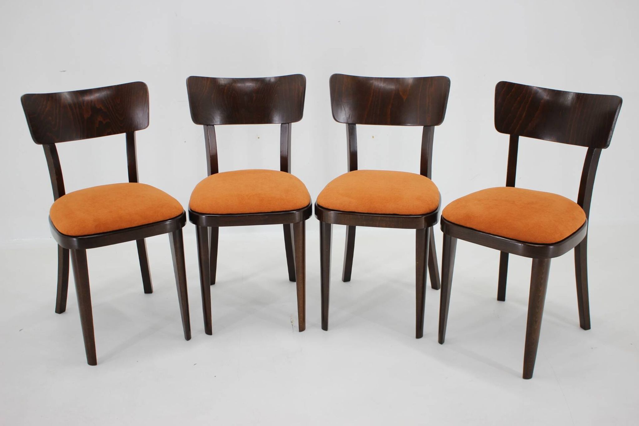1950s Set of Four Restored Dining Chairs, Czechoslovakia