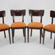 1950s Set of Four Restored Dining Chairs, Czechoslovakia
