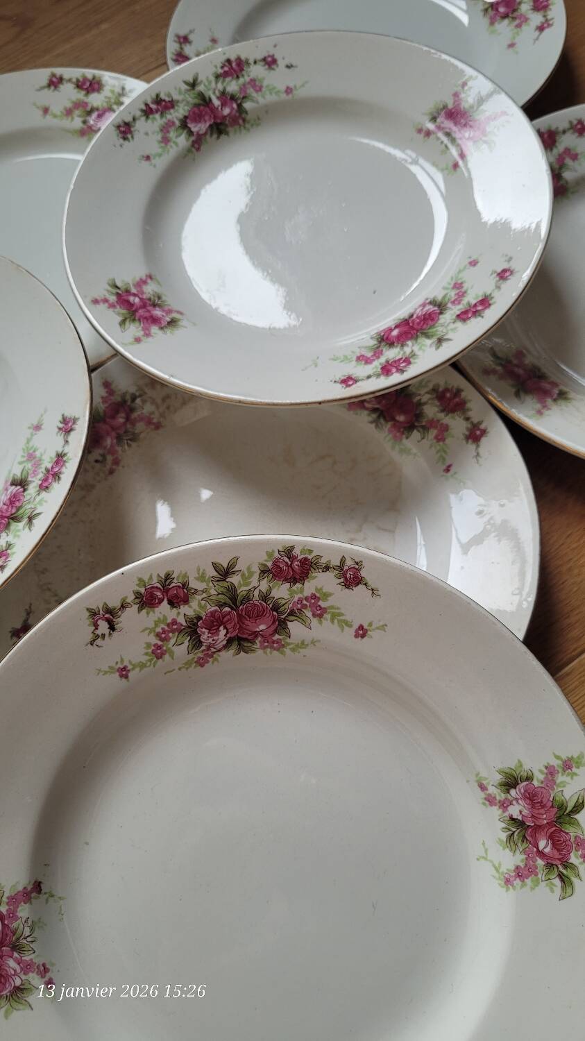 9 antique dessert plates