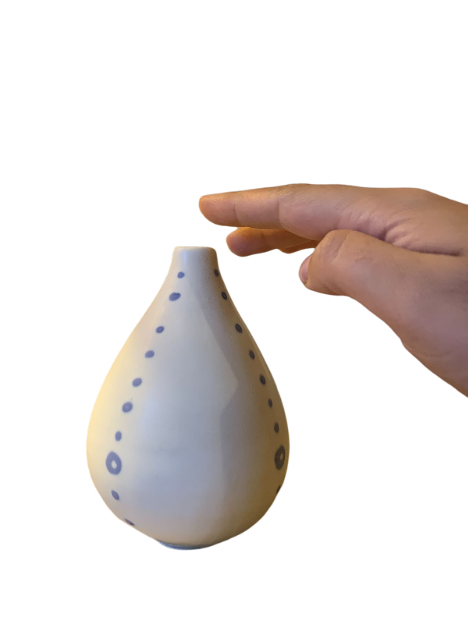 White ceramic with polka dots