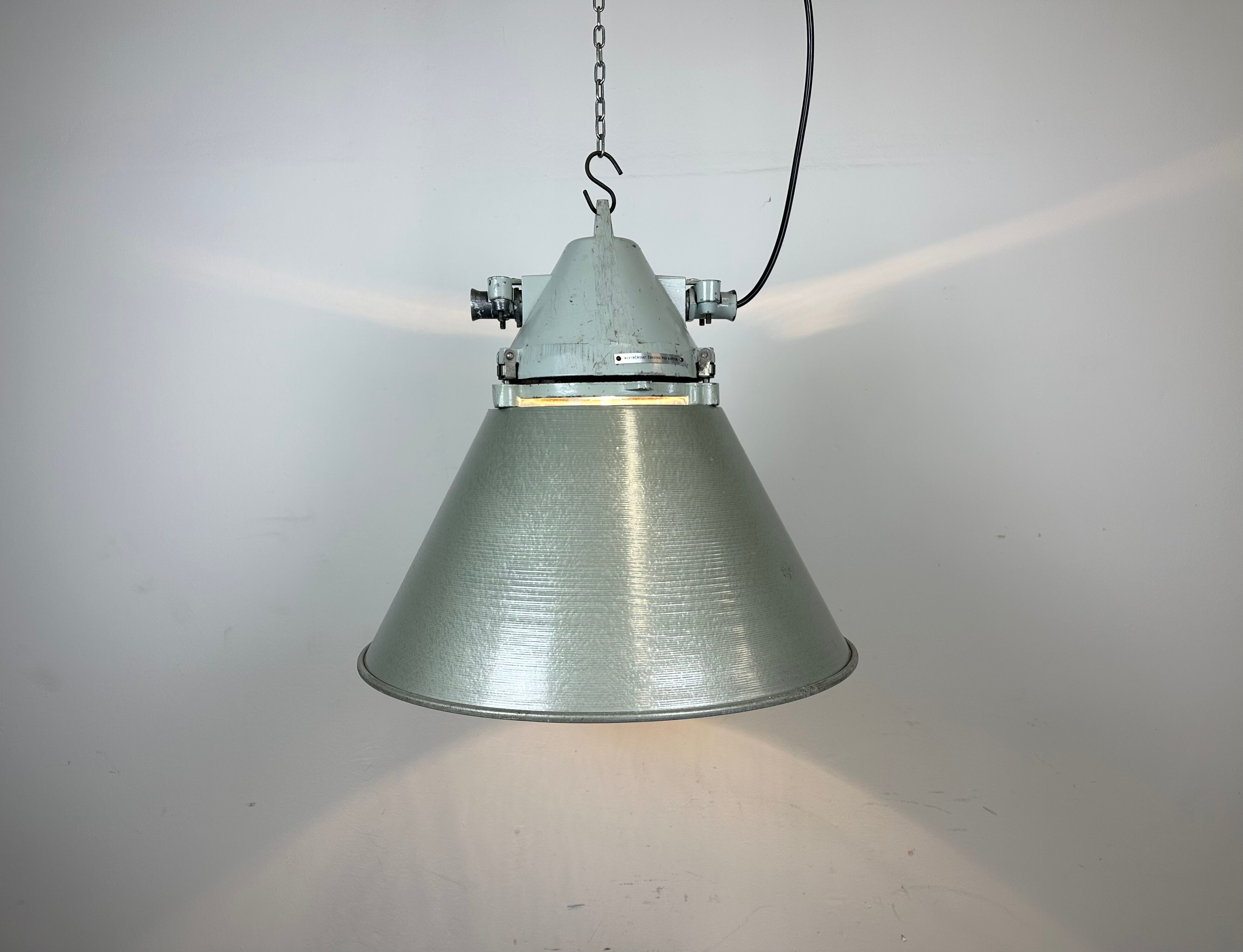 Industrial explosion proof lamp with aluminium shade from Elektrosvit, 1970s