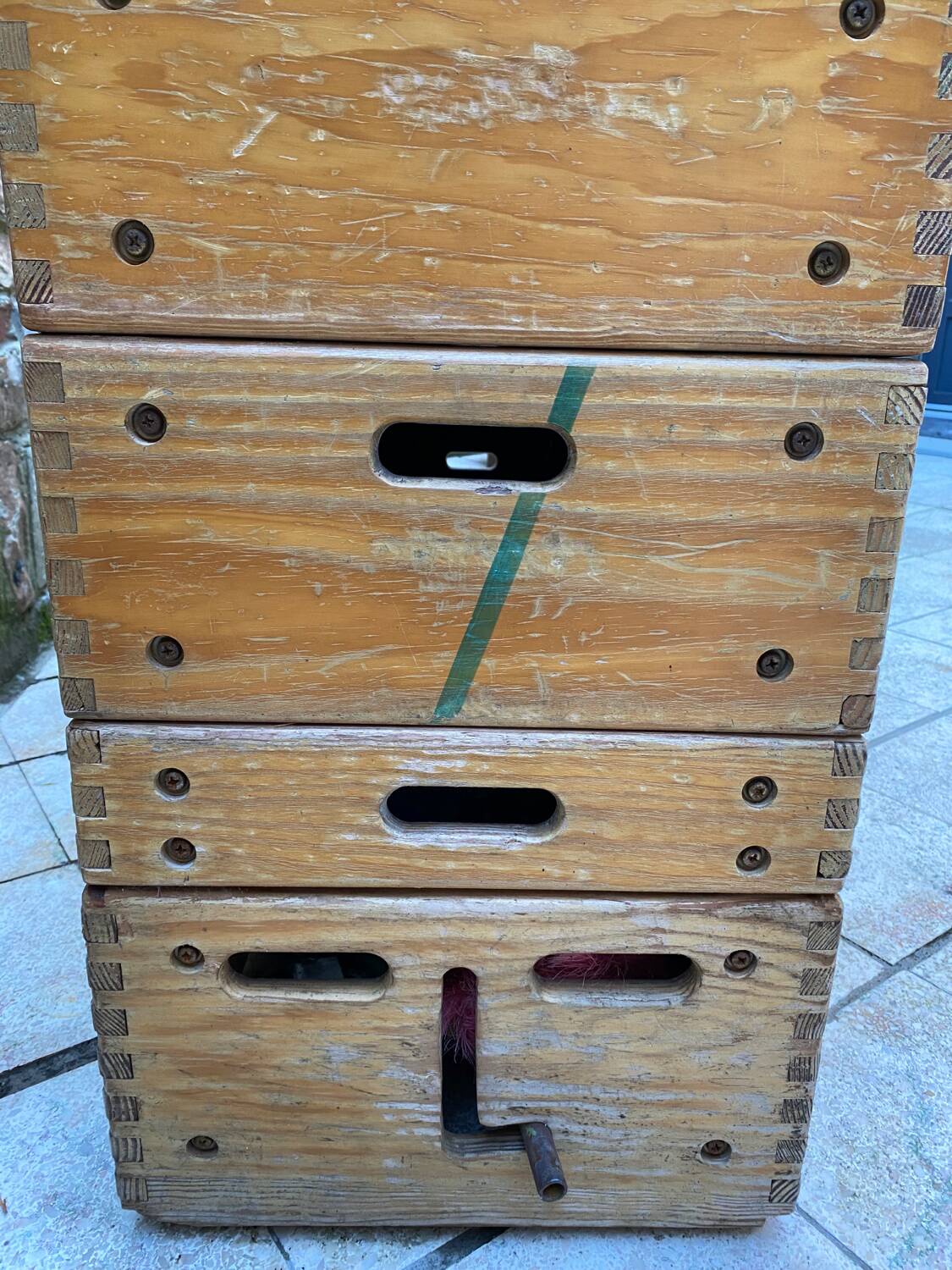 Old gymnastics plinth