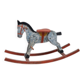 Large antique rocking horse made of painted solid wood – around 1950
