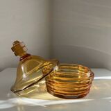 Vintage Bohemian orange crystal sugar bowl/candy dish