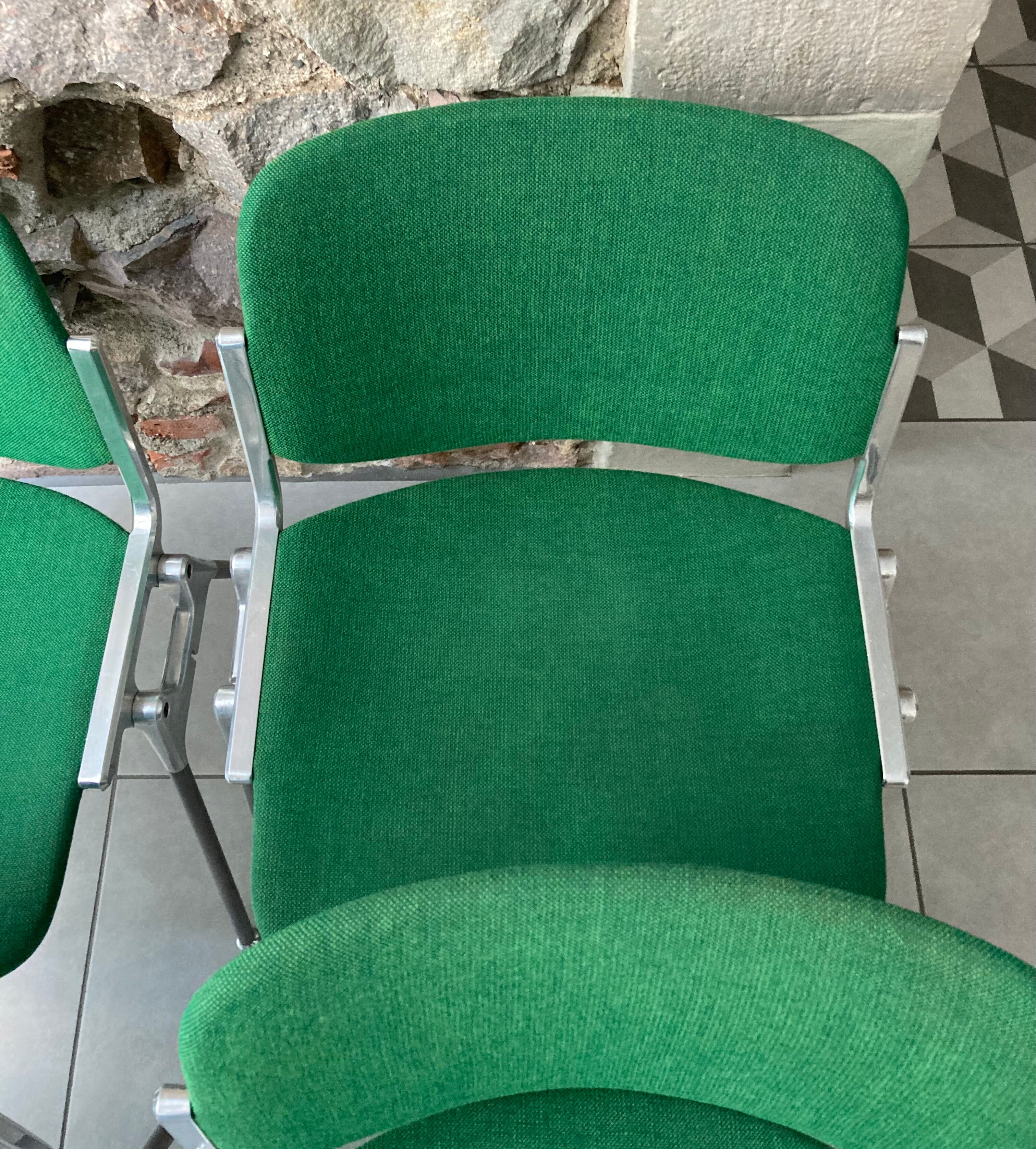 Set of 4 Green DSC106 Giancarlo Piretti chairs by Castelli