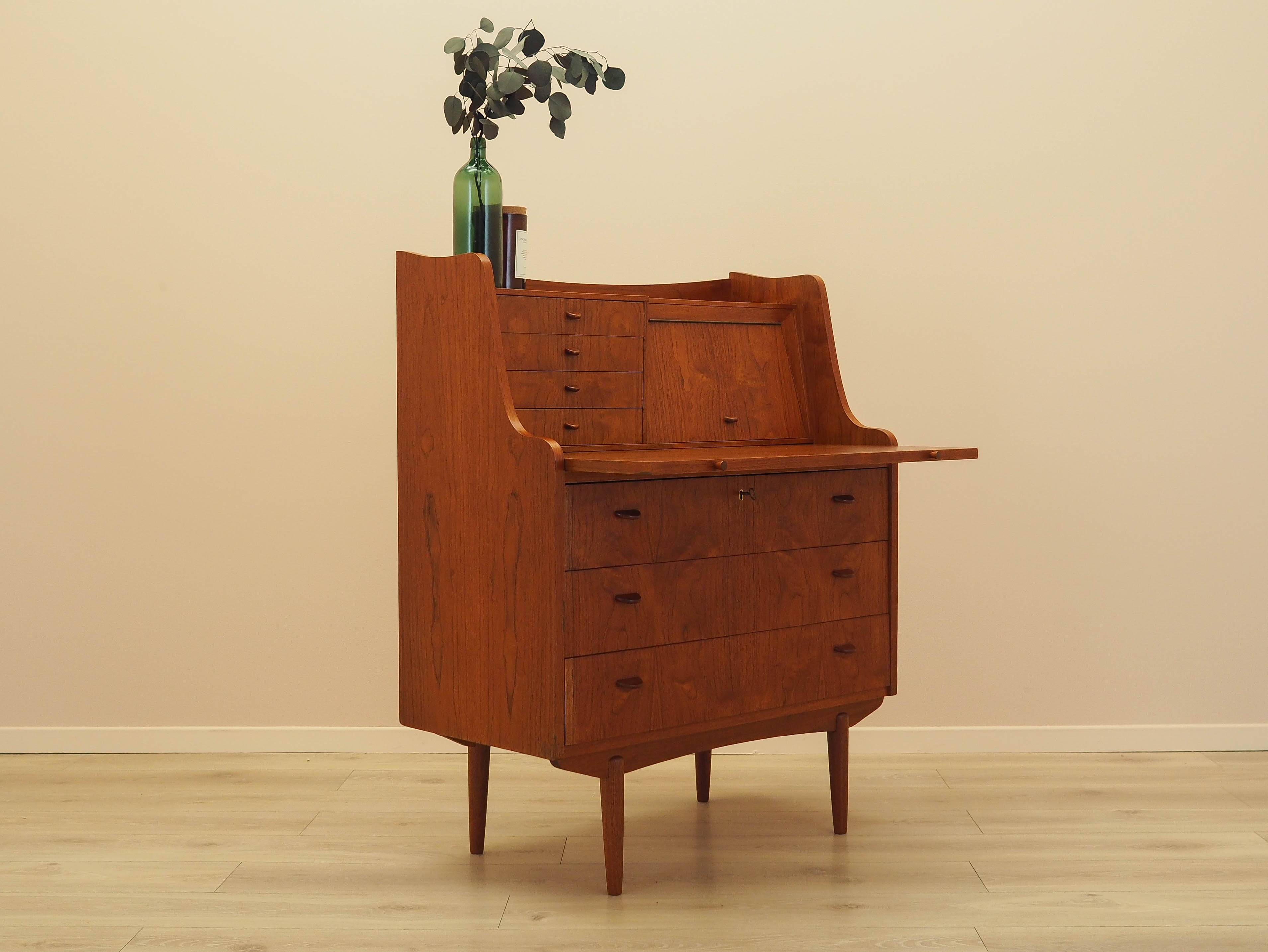 Bureau secrétaire en teck, design danois, années 1970, fabricant : AG Spejl Kobberbes