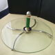 Cheese platter made of glass and silver metal