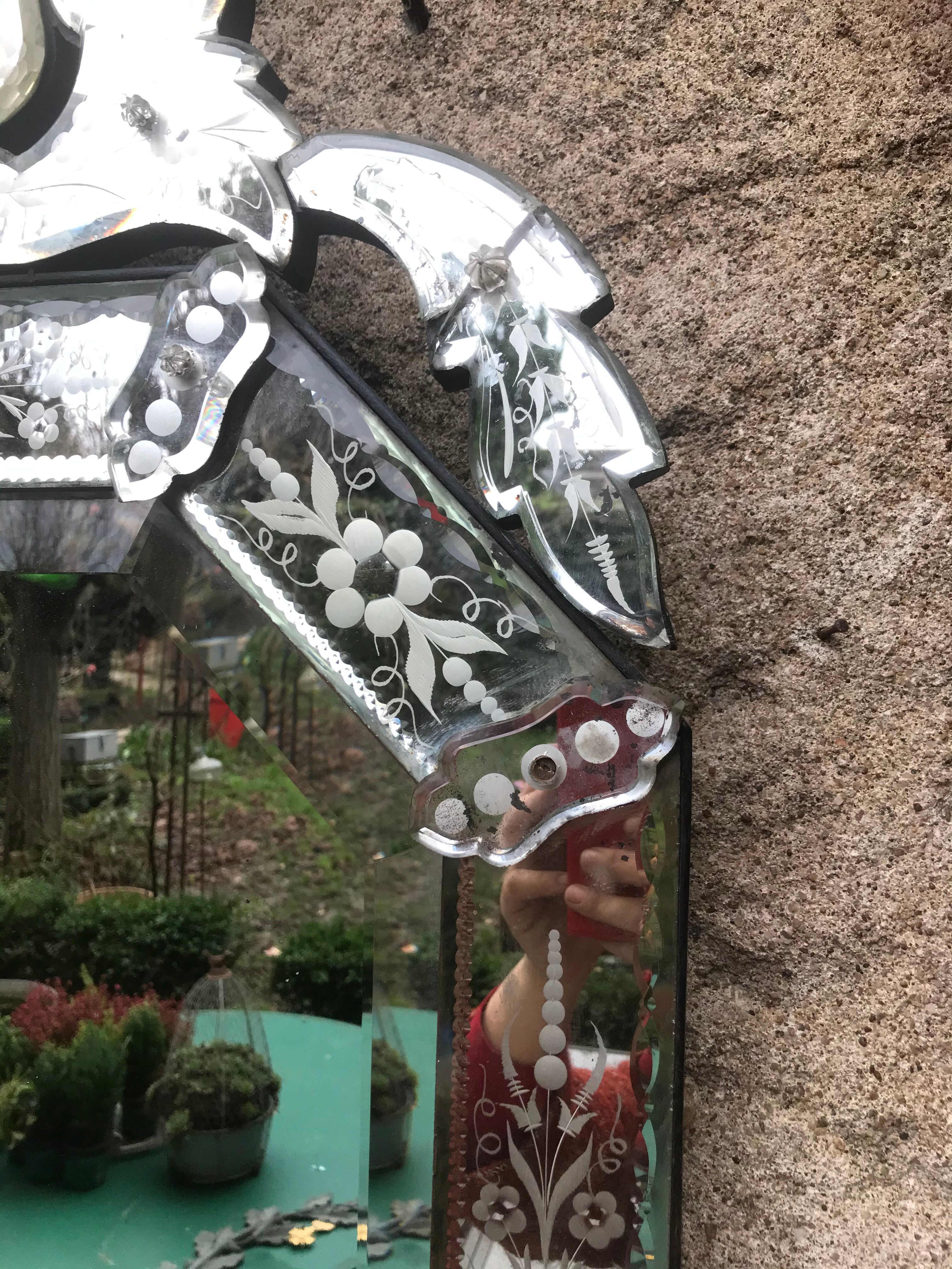 Venetian mirror circa 1900, 100x54 cm