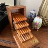 Vintage olive wood cigarette case/box dispenser