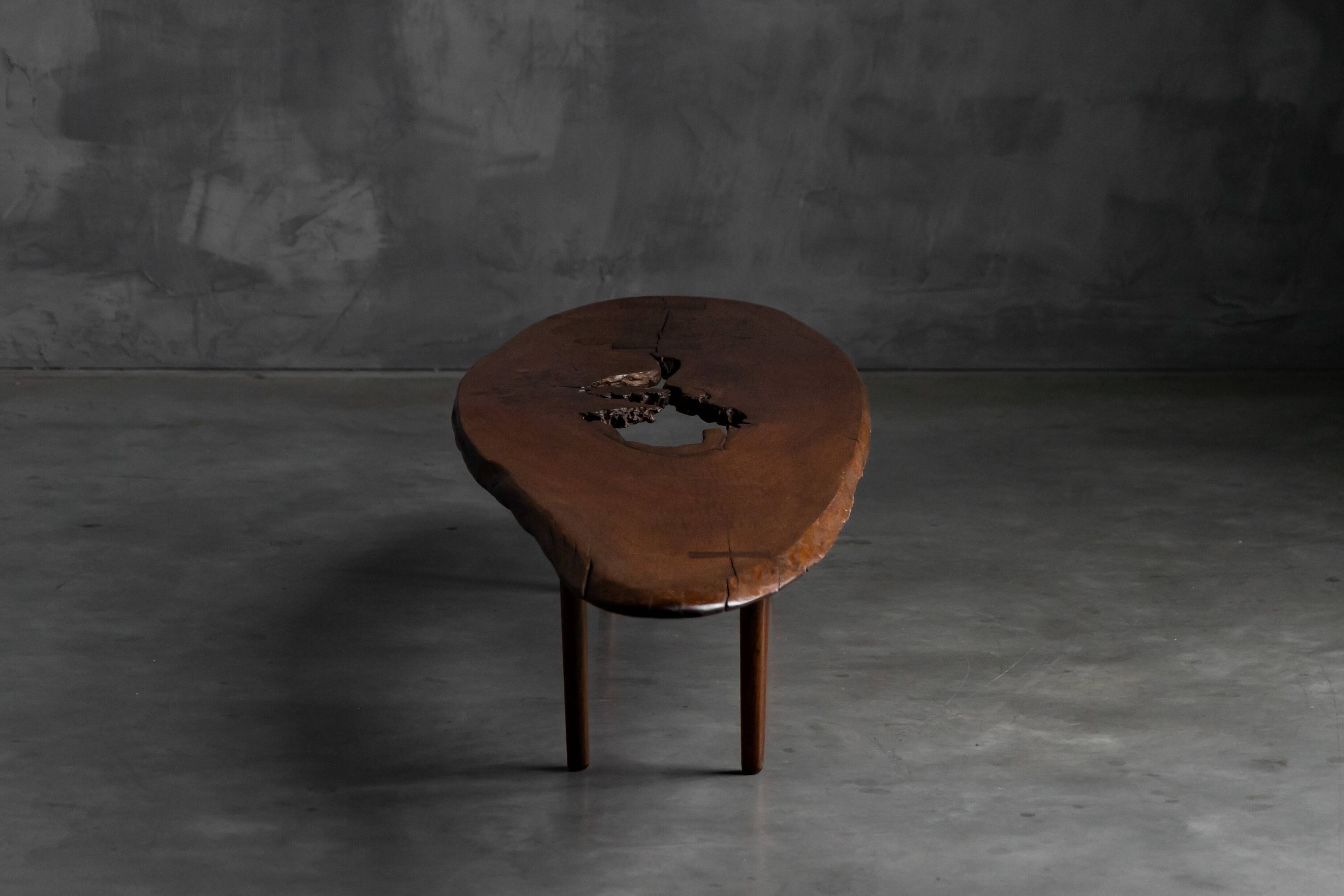 Table basse moderne organique avec vide naturel, France, milieu du 20e siècle