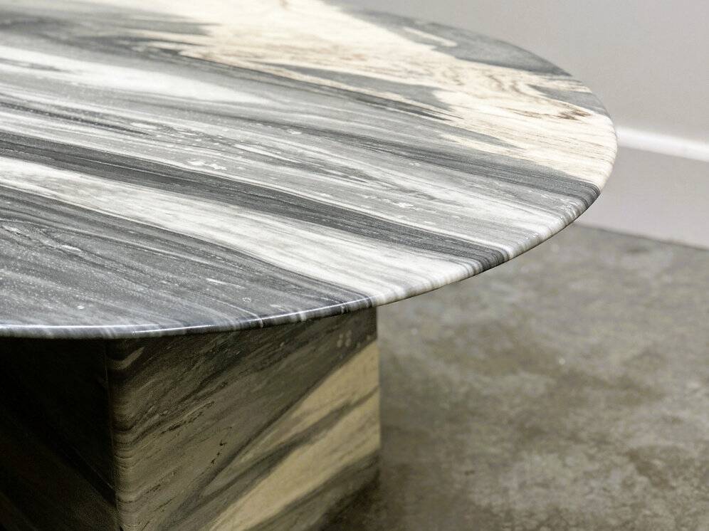 Large vintage unique marble table with zig zag base, France, 1980s